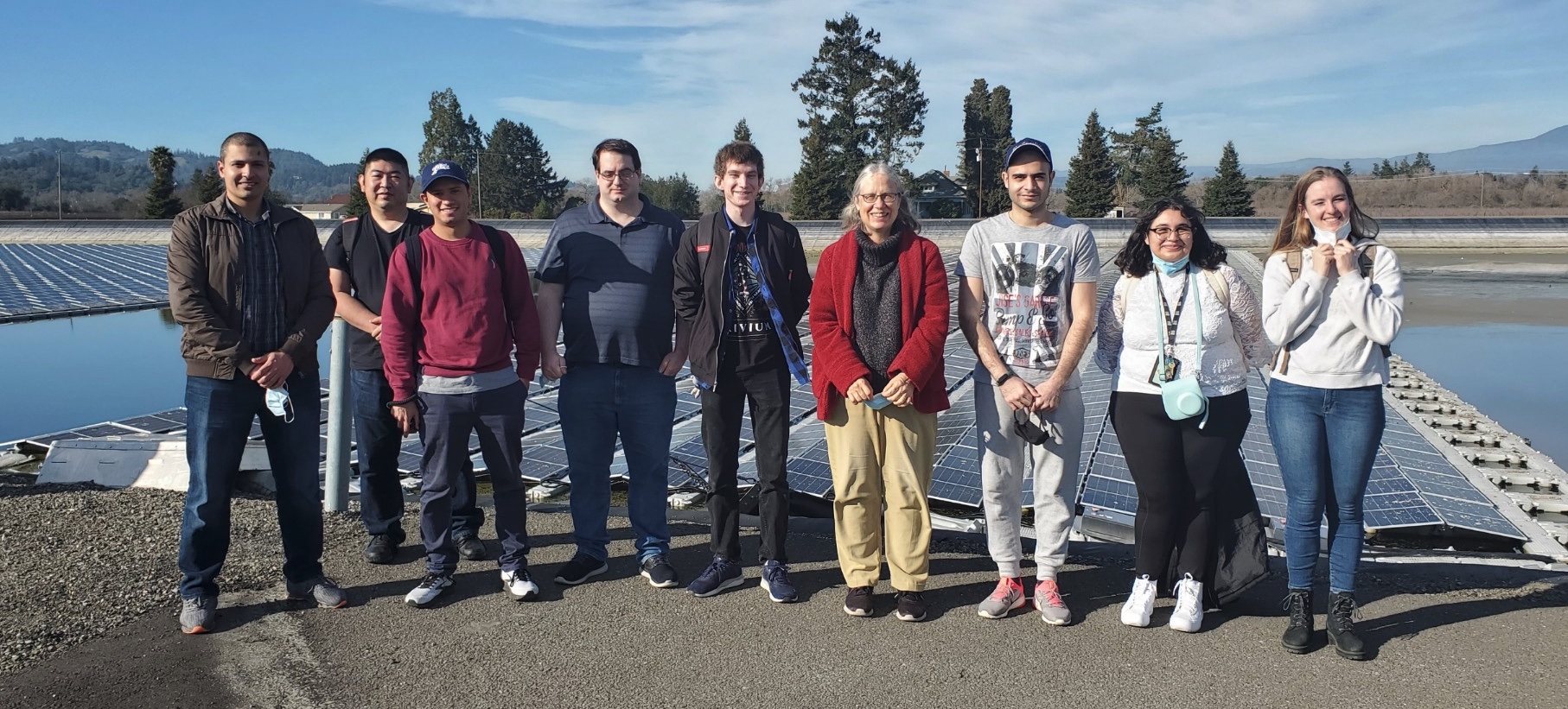 Photo of visit to Healdsburg's Waste Water Treatment plant to see their floating solar panels